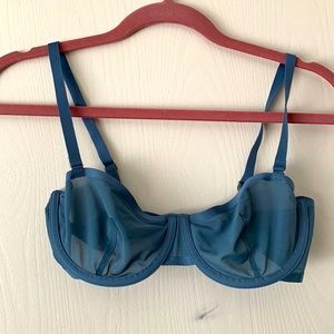 34C CUUP Mesh Balconette Bra in blue